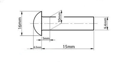 M10 (10mm x 15mm) - Pack of 50 - DIN 124 - Solid Steel Round Head ...