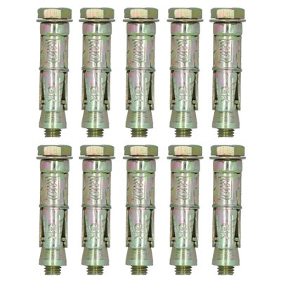 M10 10mm x 70mm Expansion Rawl Bolt for Masonry Sleeve Anchors Fastener 10pk DIY at B&Q