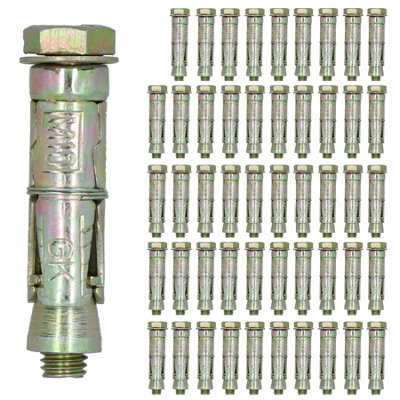 M10 10mm x 70mm Expansion Rawl Bolt for Masonry Sleeve Anchors Fastener 50pk