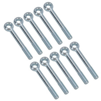 M10 80mm Eye Bolt 10 Pack Zinc Plated Threaded Rings DIN444 Catenary Wire