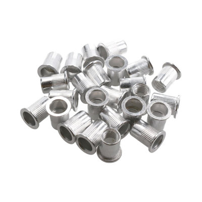 10-24 UNC Flat Head Aluminum Rivet Nut (Rivnut) Insert Nut - Pack Of 25