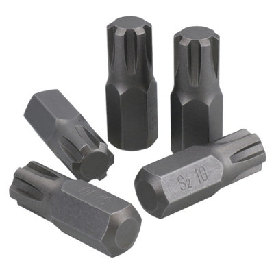 M10 Male Short (30mm) Ribe Bit 5 Pack With 10mm Hex End S2 Steel Bergen