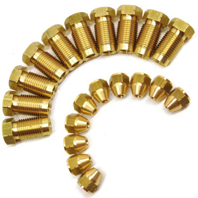 M10 x 1mm Male and Female Brass Brake Pipe Fittings for 3/16" Pipe 20 Pack