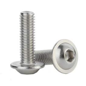 M10 x 50mm Flanged Button Head Screws Allen Socket Bolts Stainless Steel A2 ISO 7380-2 Pack of 20