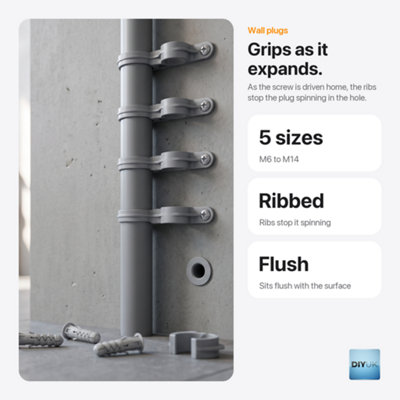 M10 x 50mm Wall Plugs ( Pack of: 40 ) Expansion Screw Fixings Heavy ...