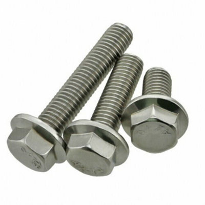 M10 x 70mm Flanged Hex Head Bolts ( 50 pcs ) Stainless Steel Flange Bolt Fully Threaded Hexagon A2 DIN 6921