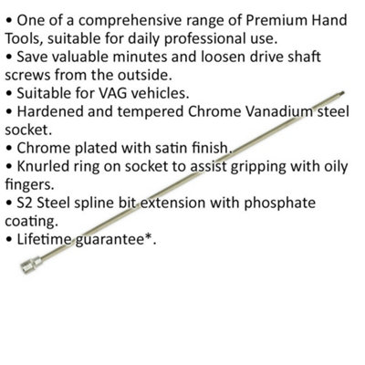 M10 x 800mm Extra Long Spline Socket Bit for VW Group - Heavy Duty Tool