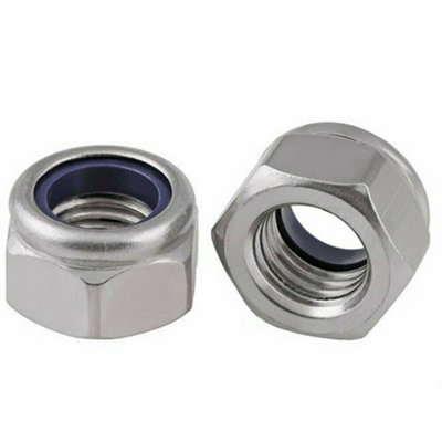 M12  (100 pcs) Premium Locking Nuts Nylon insert Lock Nut Steel Nyloc DIN 985