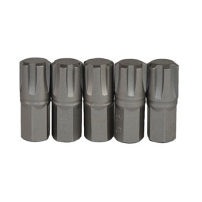 M12 Male Short (30mm) Ribe Bit 5 Pack With 10mm Hex End S2 Steel Bergen