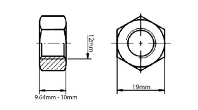 M12 - Pack of 100 - DIN 934 - Brass Hexagon Full Nuts Hex Nut - E04E