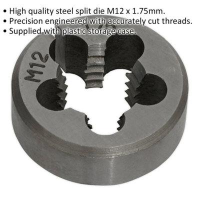 M12 x 1.75mm Metric Split Die - Premium Steel Threading Tool with ...