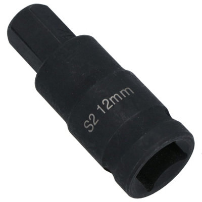 M12 x 55mm 1/2in Drive Short Impact Impacted Allen hex Key Socket 12mm