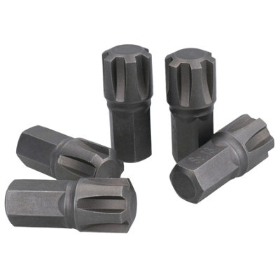 M13 Male Short (30mm) Ribe Bit 5 Pack With 10mm Hex End S2 Steel Bergen