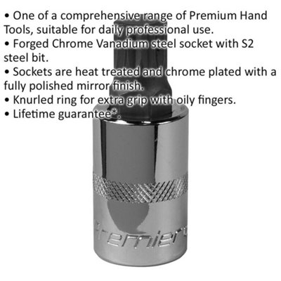 M14 Forged Spline Socket Bit - Durable Chrome Vanadium Wrench Socket for 1/2 Inch Drive