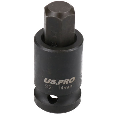 M14 x 55mm 1/2" Drive Short Impact Impacted Allen Hex Key Socket