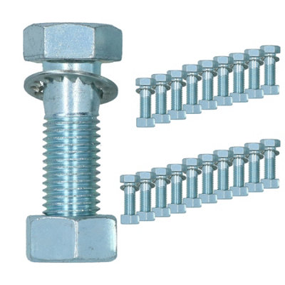M16 (16mm) x 45mm High Tensile Tow Bar Ball Fixing Bolts Washers + Nuts 20 Pack