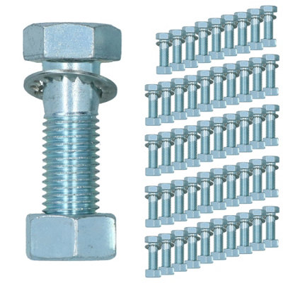 M16 (16mm) x 45mm High Tensile Tow Bar Ball Fixing Bolts Washers + Nuts 50 Pack