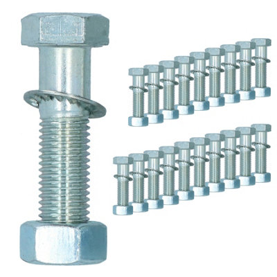 M16 (16mm) x 65mm High Tensile Tow Bar Ball Fixing Bolts Washers + Nuts 20 Pack