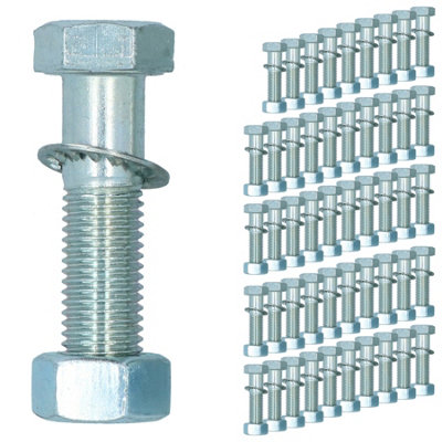M16 (16mm) x 65mm High Tensile Tow Bar Ball Fixing Bolts Washers + Nuts 50 Pack