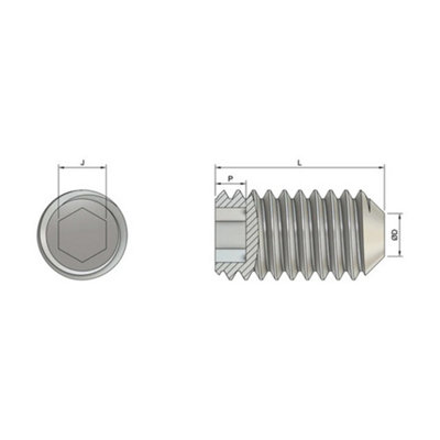 M2 x 14mm Allen Grub Screw Cup Point Screws Stainless Steel A2 304 DIN 916 Pack of 20