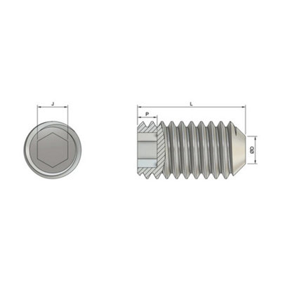 M3 x 3mm Allen Grub Screw Cup Point Screws Stainless Steel A2 304 DIN 916 Pack of 10