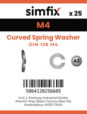 M4 Curved Spring Washer 25 Pack DIN 128-A Stainless Steel
