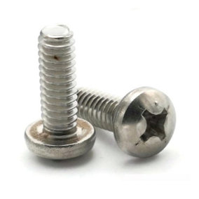 M4 x 10mm Length Phillips Pan Head Machine Screws Stainless Steel A2 304 DIN 7985 Pack of 100