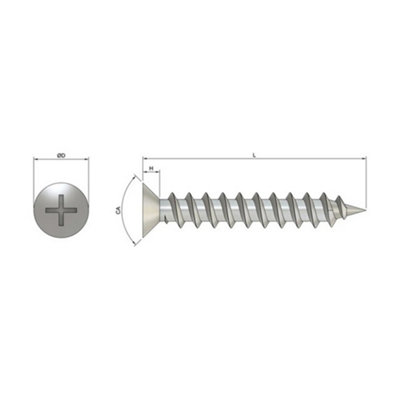 M4 x 25mm POZI COUNTERSUNK WOOD SCREWS POZIDRIVE A2 STAINLESS STEEL Pack of 100