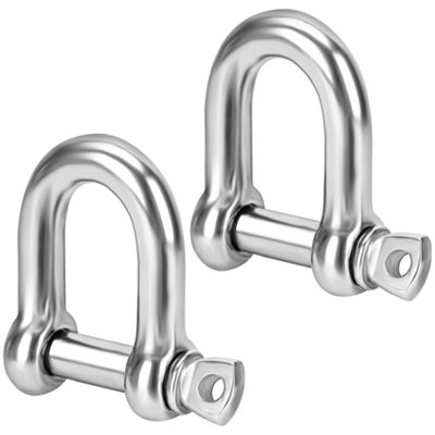 M5 D Shackles with Screw Lock ( Pack of: 2 ) Heavy Duty Steel Durable Hook Ring for Towing and Outdoor Activities