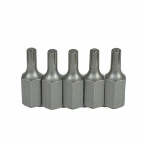M5 Male Short (30mm) Ribe Bit 5 Pack With 10mm Hex End S2 Steel Bergen