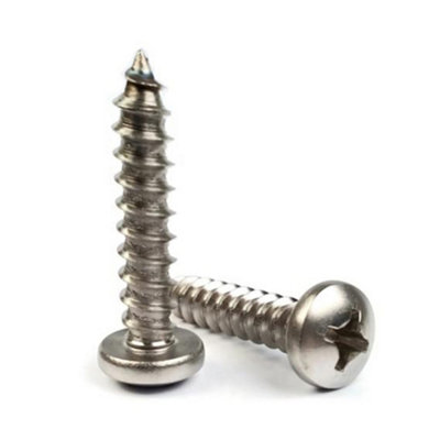 M5 x 100mm Phillips Pan Head Wood Screws Stainless Steel A2 DIN 7505B Pack of 10