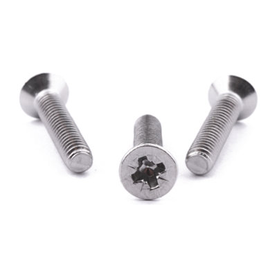 M5 X 16 Poz Csk Machine Screw DIN 965 10 Pack A2 Stainless Steel