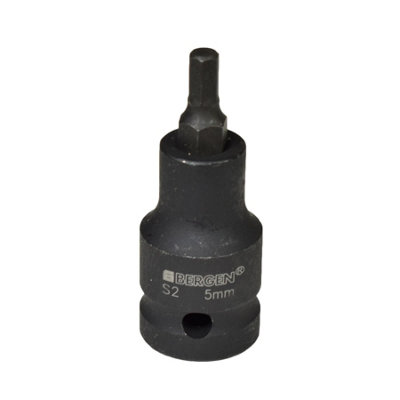 M5 x 55mm 1/2" Drive Short Impact Impacted Allen Hex Key Socket By Bergen