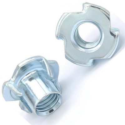 M5 x 8mm Captive Nuts ( Pack of: 4 ) Four Pronged Tee Nuts Steel Zinc Plated T Nut