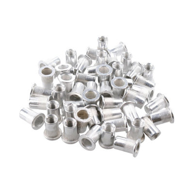 JIUWU 100 Pcs M5 5 Mm Flat Head Aluminum Rivet Nut Blind Insert Nut
