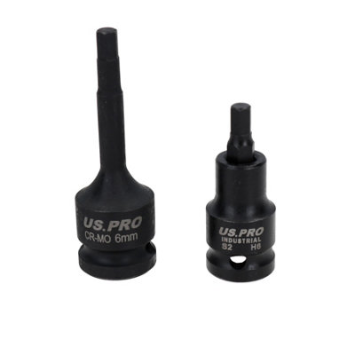 M6 6mm Short (53mm) + Long (78mm) Impacted Hex Allen key Sockets 1/2