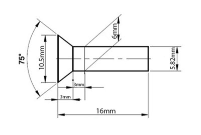 M6 (6mm x 16mm) - Pack of 100 - DIN 661 - Solid Aluminium Countersunk ...