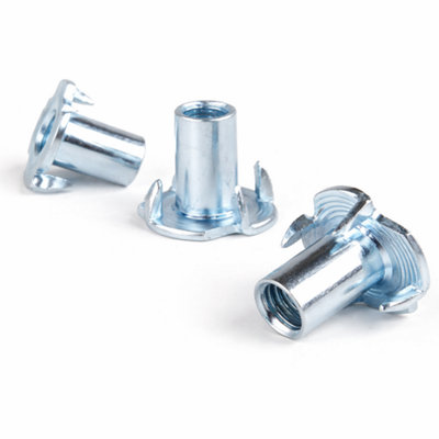 M6 (6mm x 18mm) - Pack of 50 - AN 90 - Zinc Plated T-Nuts Four Pronged ...