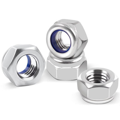 M6 Locking Nuts ( Pack of: 2 ) Nylon Insert Lock Nut Steel Zinc Plated Nyloc DIN 985