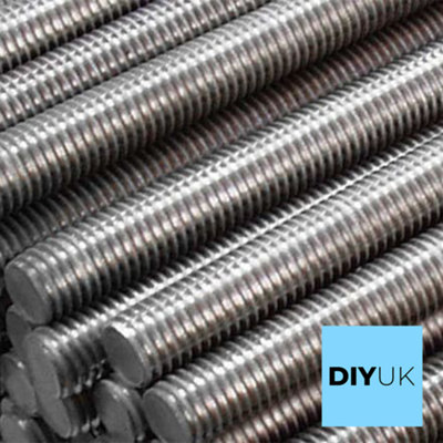 M6 (Pitch: 1.0) Fully Threaded Rod 1m (1000mm) Stud Bolts ( Pack of: 2 ) A2 304 Stainless Steel Right-Hand Thread - 3