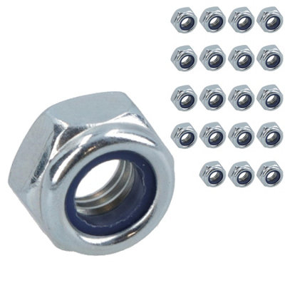 500 M8-1.25 Metric Nylock Hex Nuts – Zinc Plated Steel, Class 8, 13mm Hex, DIN 985, Locking Nyloc Nuts 2 thumbnail image