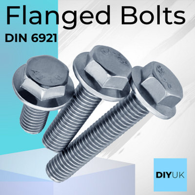 M6 x 25mm Flanged Hex Head Bolts ( 10 pcs ) Stainless Steel Flange Bolt Fully Threaded Hexagon A2 DIN 6921 - 5