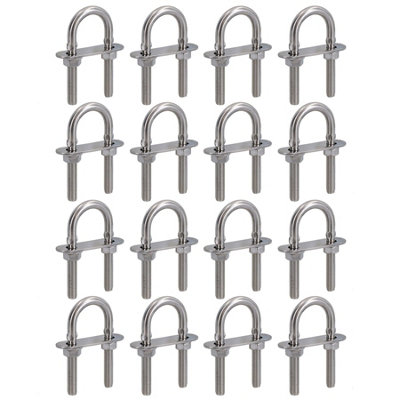 M8 28mm x 75mm U-Bolt / N-Bolt Stainless Steel Marine Grade Boat Trailer 16 Pack