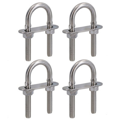 M8 28mm x 75mm U-Bolt / N-Bolt Stainless Steel Marine Grade Boat Trailer 4 Pack