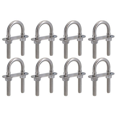 M8 28mm x 75mm U-Bolt / N-Bolt Stainless Steel Marine Grade Boat Trailer 8 Pack