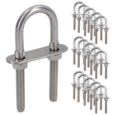 M8 28mm x 94mm U-Bolt / N-Bolt Stainless Steel Marine Grade Boat Trailer 16 Pack