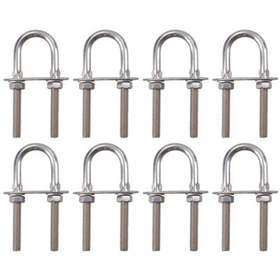 M8 28mm x 94mm U-Bolt / N-Bolt Stainless Steel Marine Grade Boat Trailer 8 Pack