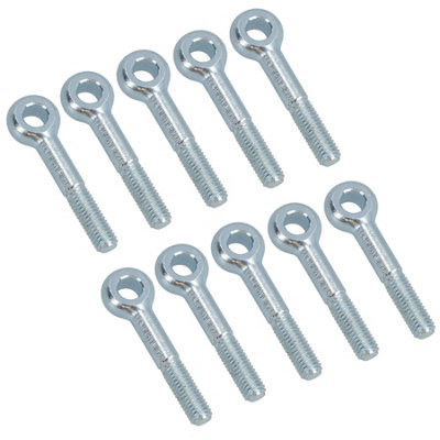 M8 50mm Eye Bolt 10 Pack Zinc Plated Threaded Rings DIN444 Catenary Wire