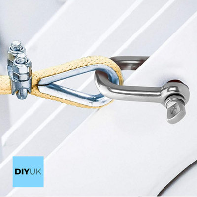 M8 D Shackles with Screw Lock ( Pack of: 2 ) Heavy Duty Steel Durable Hook Ring for Towing and Outdoor Activities