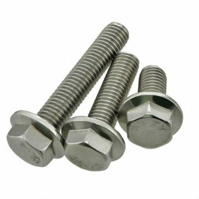 M8 x 30mm Flanged Hex Head Bolts ( 10 pcs ) Stainless Steel Flange Bolt Fully Threaded Hexagon A2 DIN 6921 - 3